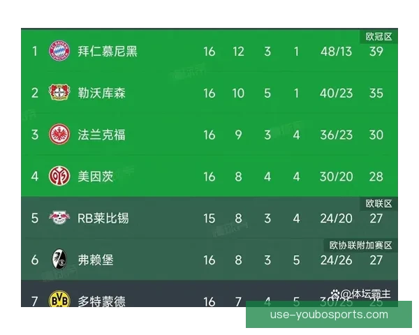 德甲最新积分榜全面解析各队排名与赛季表现趋势
